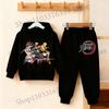 Felpa con Cappuccio e Pantaloni Anime Demon Slayer Set per Bambini Felpa con Cappuccio Giacca Pantaloni Set Ragazzi Ragazze Top Pullover Autunnale Abbigliamento Regalo