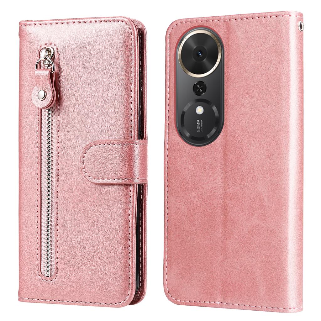 For Honor Play 70 Plus 5G PU Leather Cases with Zipper Pocket Wallet Phone Cover Stand