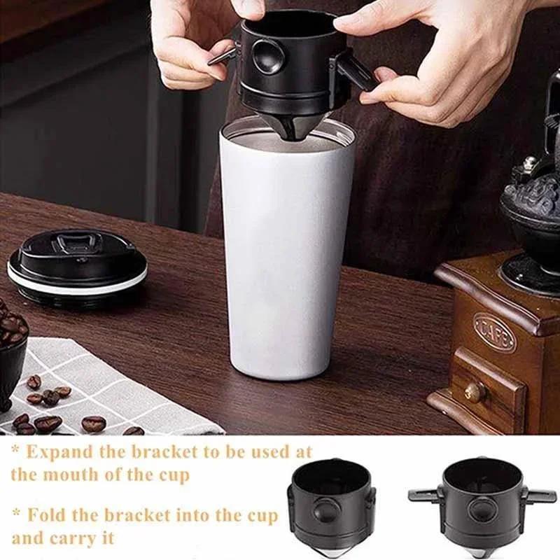 Reusable Stainless Steel Coffee Filter Portable Drip Coffee Maker Holder for Home Office Travel