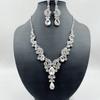 European and American Bridal Wedding Color Necklace Earrings Two-piece Cross-Fashion Jewelry Set