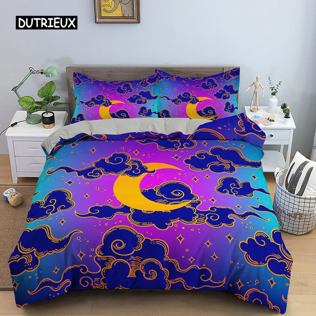 Sun and Moon Duvet Cover Set Tarot Pattern Bedding Set King Size for Bedroom Microfiber Comforter Cover Set for Kids Adults Gift