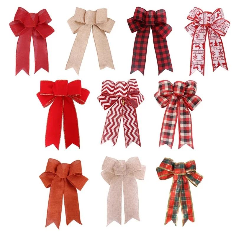 1/6pcs Large Christmas Bow Decorative Christmas Wreaths Ribbon Bows Xmas Tree Decoration Home Party Decor DIY Gift Wrapping