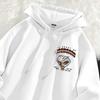 Oversized Hooded Sweatshirt With Poker Print Unisex Streetwear Winter Thick Cotton-Lined Casual Pullover