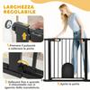 Adjustable Dog Gate with Small Door and Automatic Closure, 75-103x76cm, Black