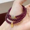 4mm Rhombus Garnet Multi-wrap Bracelet Handmade Retro Chinese Style Unisex Accessory Staff Benefit Gift
