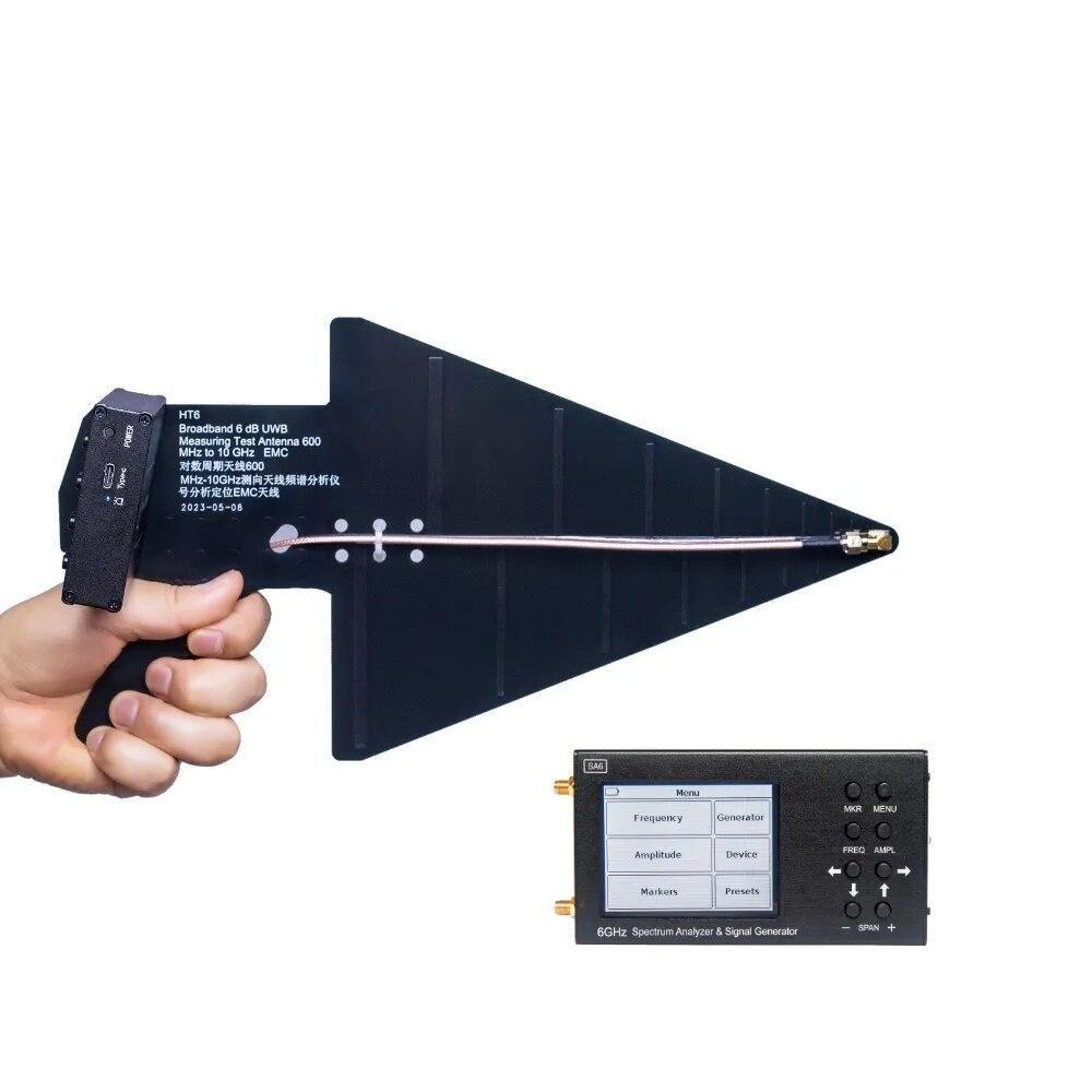Generatore di segnale analizzatore di spettro portatile SA6 6GHz + antenna periodica logaritmica HT6 LPDA per 3G 4G LTE CDMA DCS GSM GPRS GLONASS
