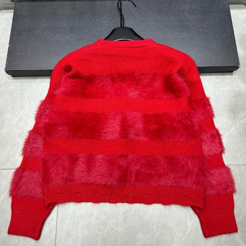 Miu Style 2025 Embroidered Mink Fur Knit Cardigan - Winter Loose Fit, Age-Reducing Versatile Outerwear