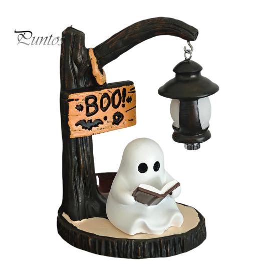 Gemütliche Halloween-Atmosphäre Licht Hängender Geist Nacht Harzfigurine, Vintage Bauernhaus Leuchtende Tischdekoration, Atmosphärische Innenraum-Feiertagsdekoration Warm
