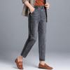 Spring Summer Oversize 80kg Ankle Length Harem Jeans High Waist Stripe Denim Pants Baggy Blue Woman Casual Spodnie Trouser