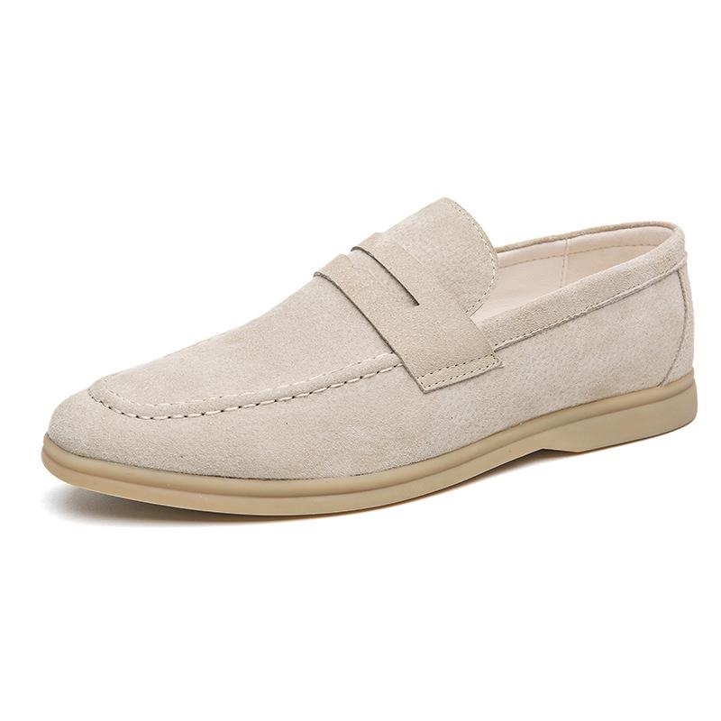 

Men s Plus Size Casual Leather Slip-On Loafers: Trendy Formal Business Shoes Size 38 кремовый