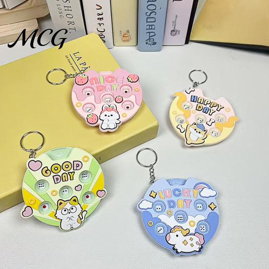 Colorful Keychain Pendant Pendant, Cartoon Macaron Patterns Key Chain with Metal Ring, Press Spin Dice Wheel Mini Games Educational Toy, Portable
