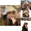 Fashionable Thickened Lamb Wool Fisherman Hat For Women Winter Warm Ear Protection Plush Bucket Hat