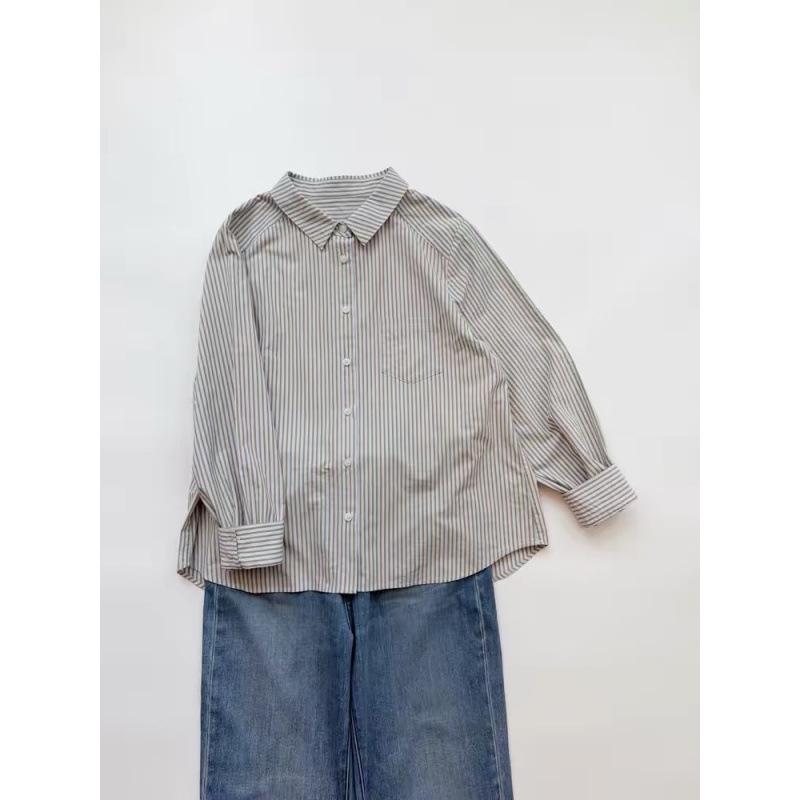 2026 New Coffee Blue Striped Shirt—Pure Cotton, Versatile, and Well-made! Available Now XL