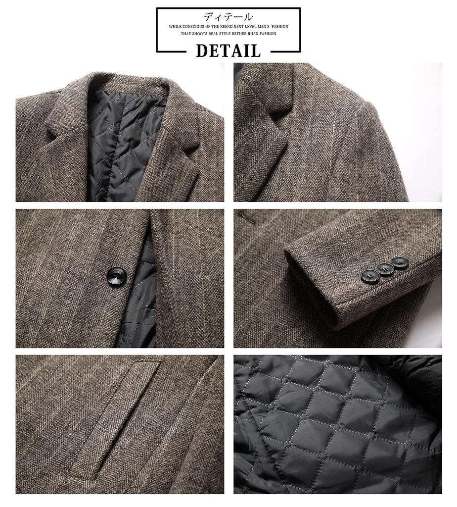 FHLHY Long Chesterfield Wool Business Coat Men's Coat, Jacket, Warm, Thick, Autumn/Winter