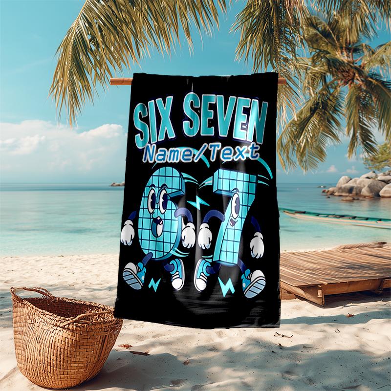 1PC Custom Name "Six Seven Adventure" Beach Towel Highly Absorbent And Sand-Resistant Towel for Swimming, Pool, Yoga, And Travel Lightweight