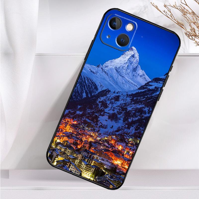 Zermatt Matterhorn Swiss Mountain Hülle für iPhone 14 16 15 Pro Max 11 12 13 Mini 7 8 Plus X XR XS MAX Weiche stoßfeste Hülle