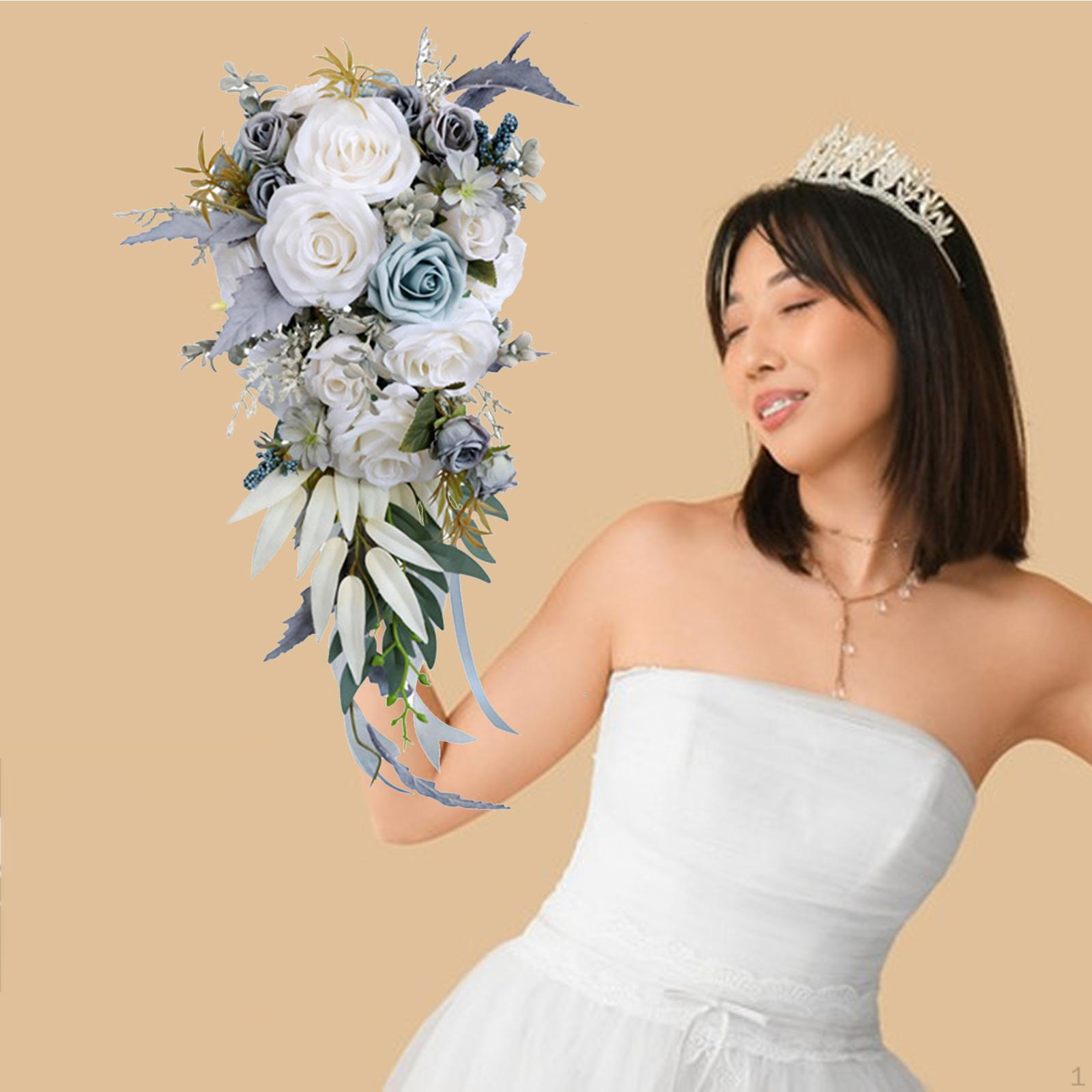 Wedding Bouquet Artificial Flowers with Ribbons Rustic Bridal Tossing