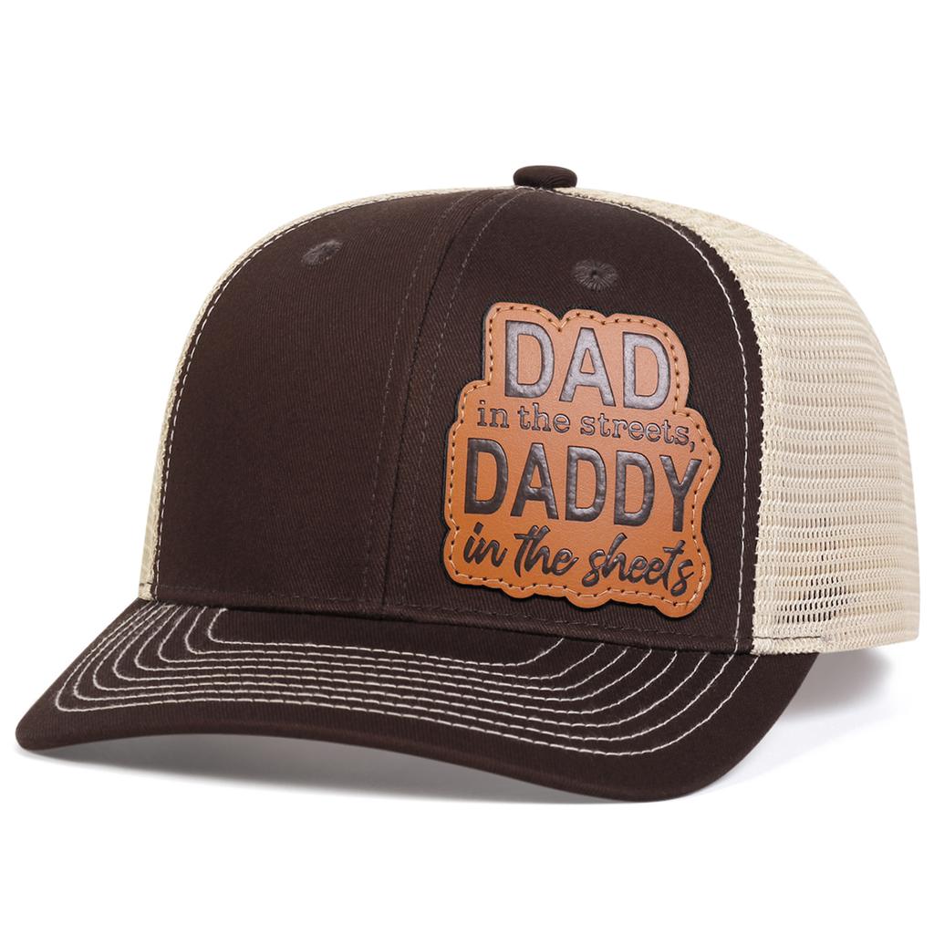 1Piece Unisex Dad Daddy Leather Patch Baseball Net Hat Outdoor Adjustable Sunscreen Leisure Hat Spring Autumn Travel Vacation Trendy Fashionable