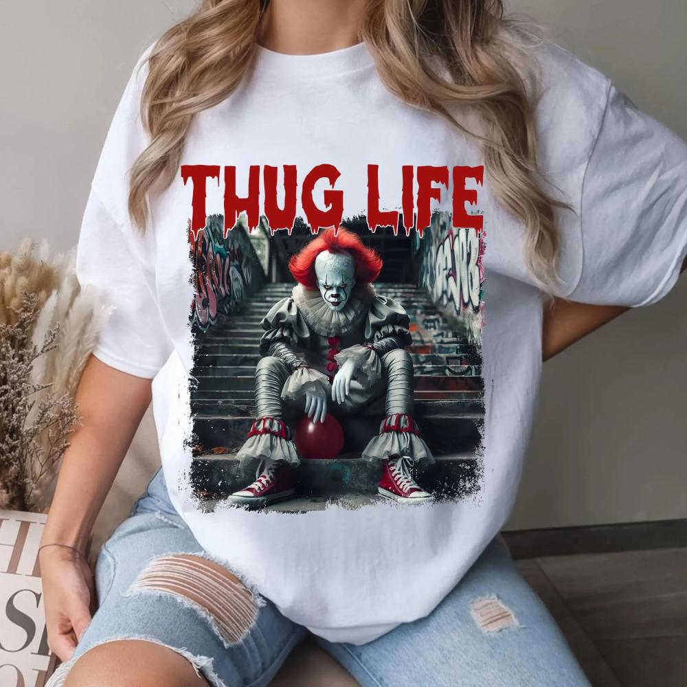 Thug Life Horror Movie Scary T Shirt Horror Friend Shirt Characters Trendy T Shirt Clothing Graphic Short Sleeve Shirt Unisex