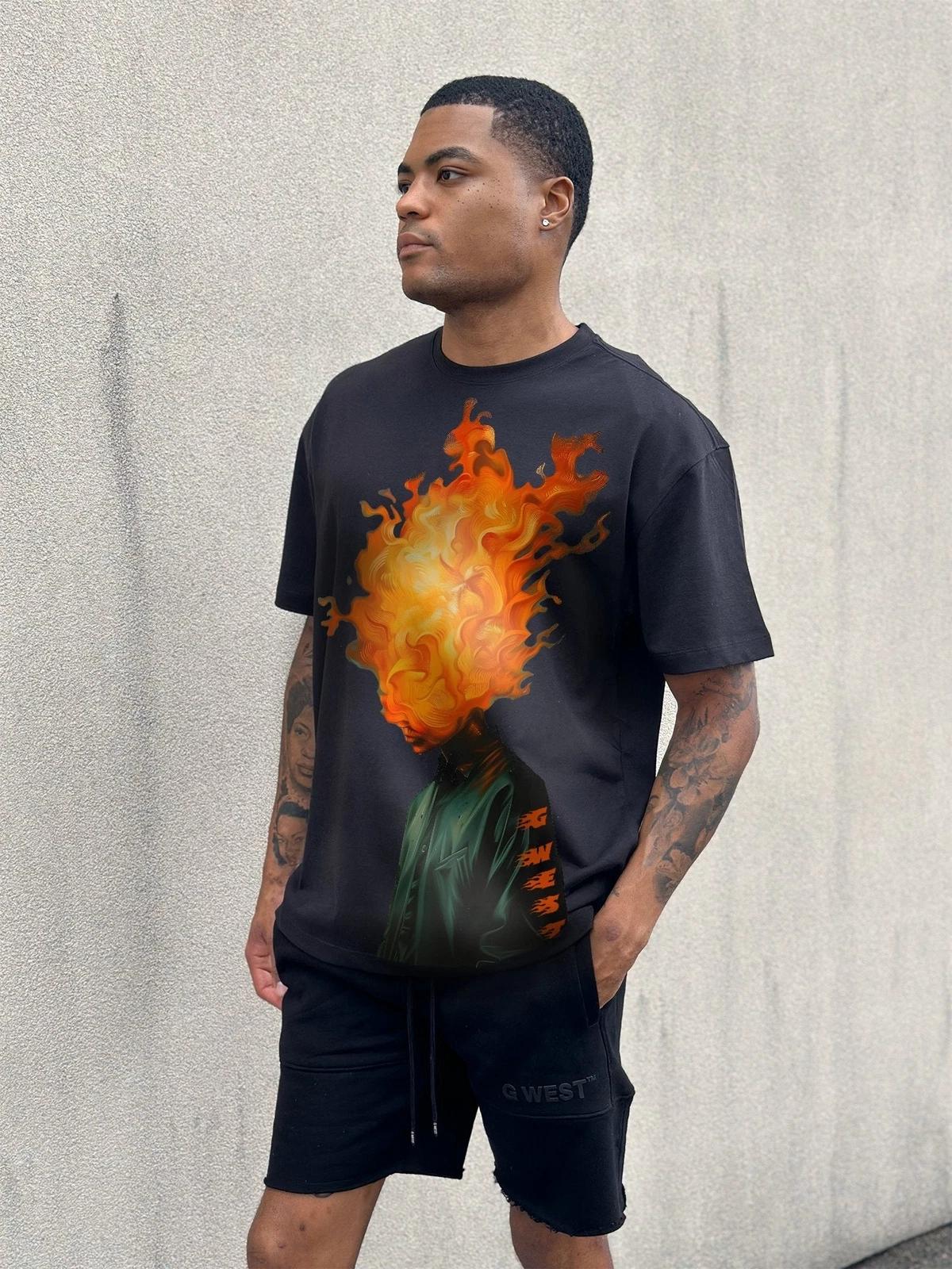 G West Flame Head Black tee L