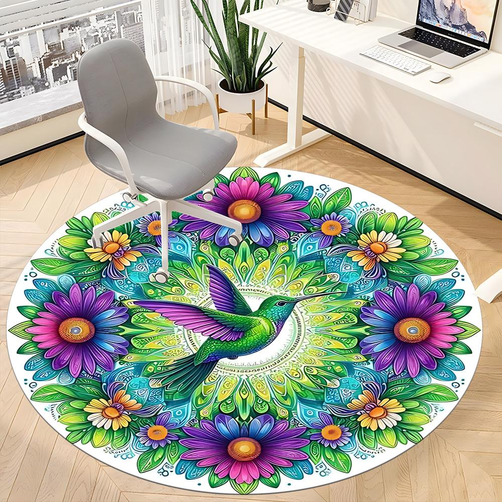 1pc Hummingbird Mandala Flowers Chair Carpet for Office, , Non-slip carpet, Very suitable for offices, farmhouses,Outdoor carpet yy251120072
