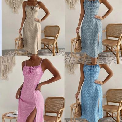 Farbenfrohes ärmelloses Damen-Trägerkleid zum Überziehen, eleganter und vielseitiger Damen-Maxirock für den Strandurlaub