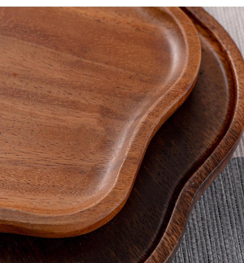 Walnut Octagonal Tea Tray, Irregular Waterproof Solid Wood Plate, Dried Fruit & Photography Display