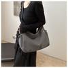 Trendy Urban Simple Large Tote Bag For Women Spacious Nylon Bucket Bag In Black White Grey Khaki