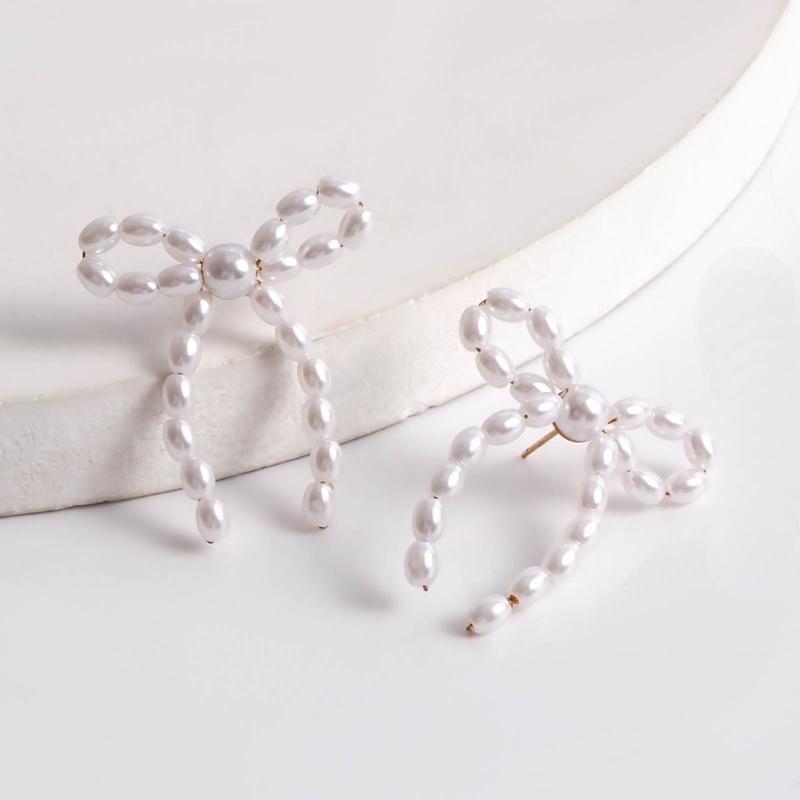 Temperament Dangle Earrings Pearl Bowknot Pendants Pendant Earrings Jewelry