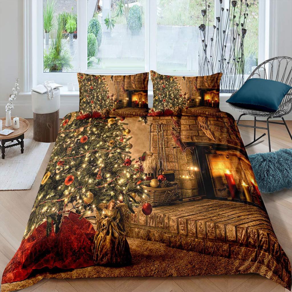 Christmas Snowflake Down Comforter Set Bedding Set 3-piece Duvet Cover Set