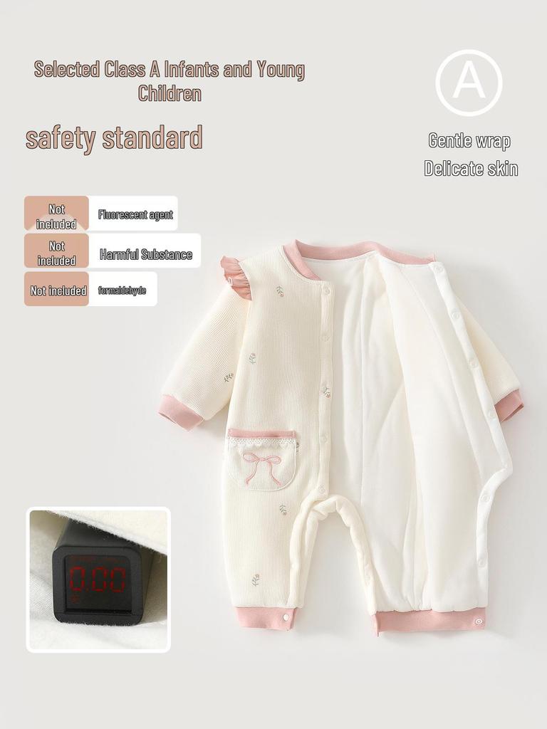 Baby Winter Jumpsuit: Soft Cotton Floral Long Sleeve for 100-Day Infants