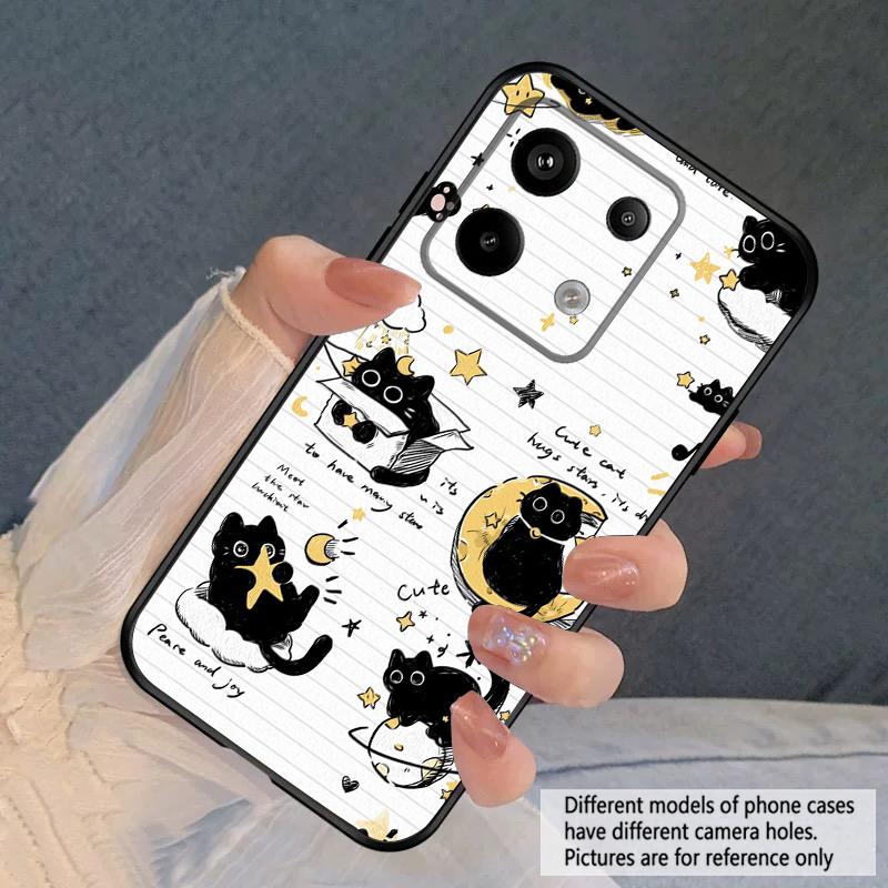 Cartoon Moon Cat For Redmi Note 9 9S 10 11 12 12S 13 Pro Plus 5G India 14 Pro 4G Global 14S 13C 14C silicone soft phone case