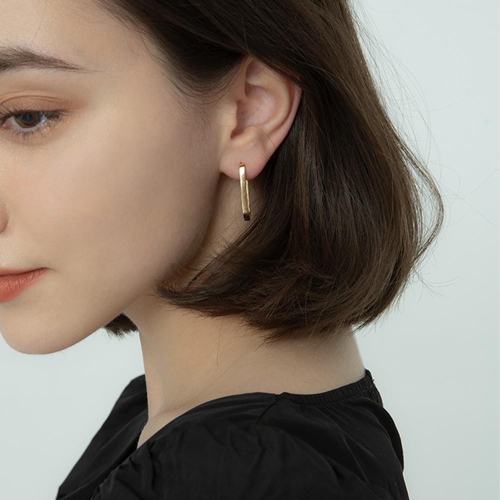 Geometric Square Earrings Hoop Earrings Rectangular Lock Buckle Pierced Ear Fashionable Jewelry Accessories Delicate Wear Ear For Party