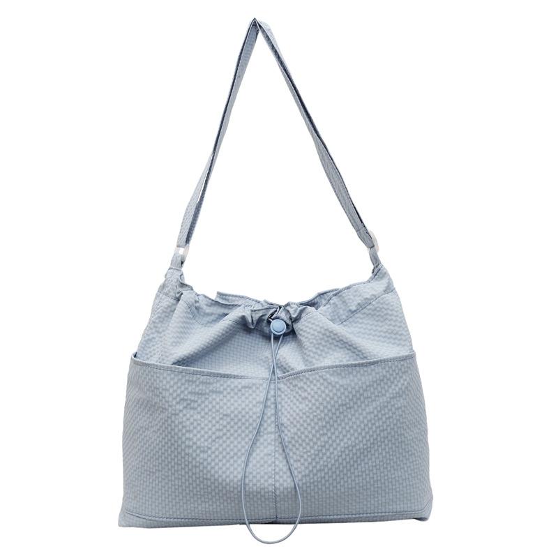 New Drawstring Design Shoulder Bag Women's Japanese Large-capacity Lightweight Messenger Bag College Students In Class Storage Tote Bag