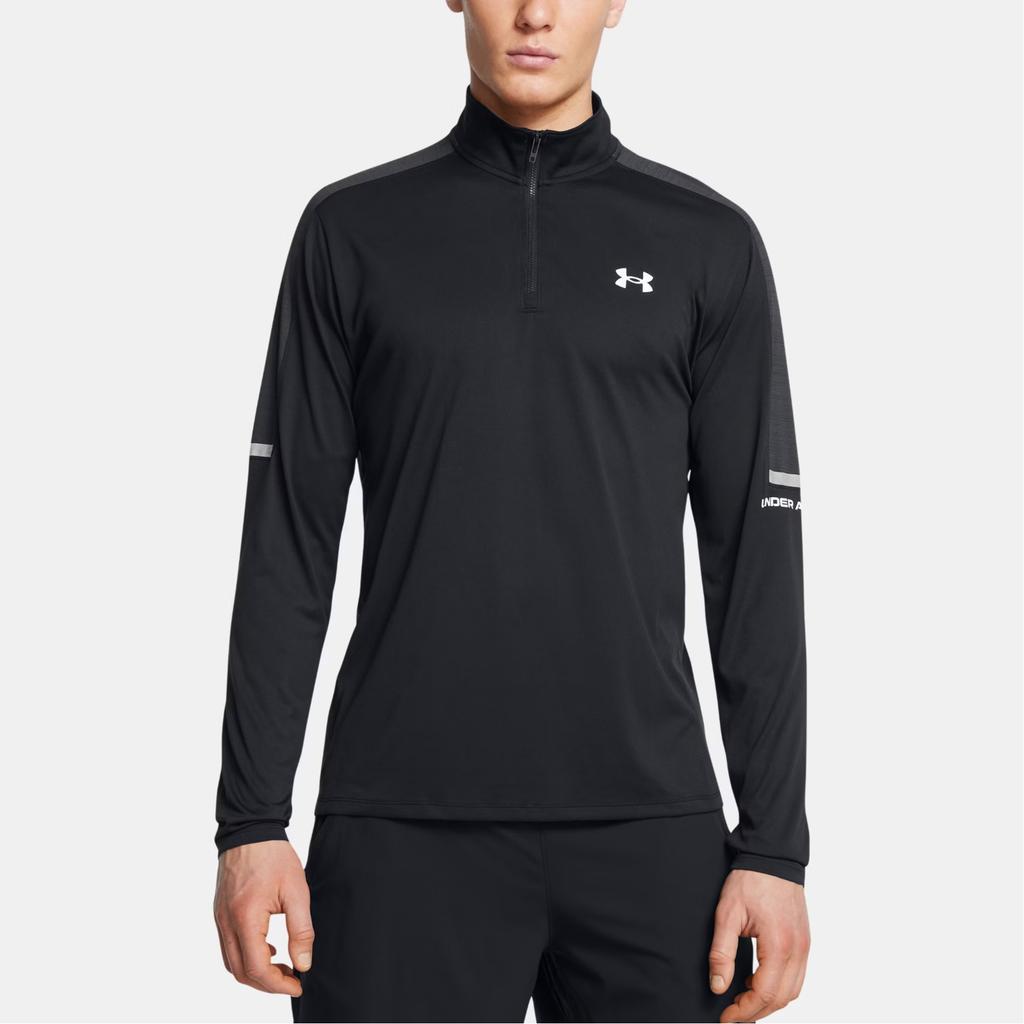 Under Armour Tech Brand Logo 1/4 Zip Training Long Sleeve Hoodie Men Hoodies Black 1385977-002