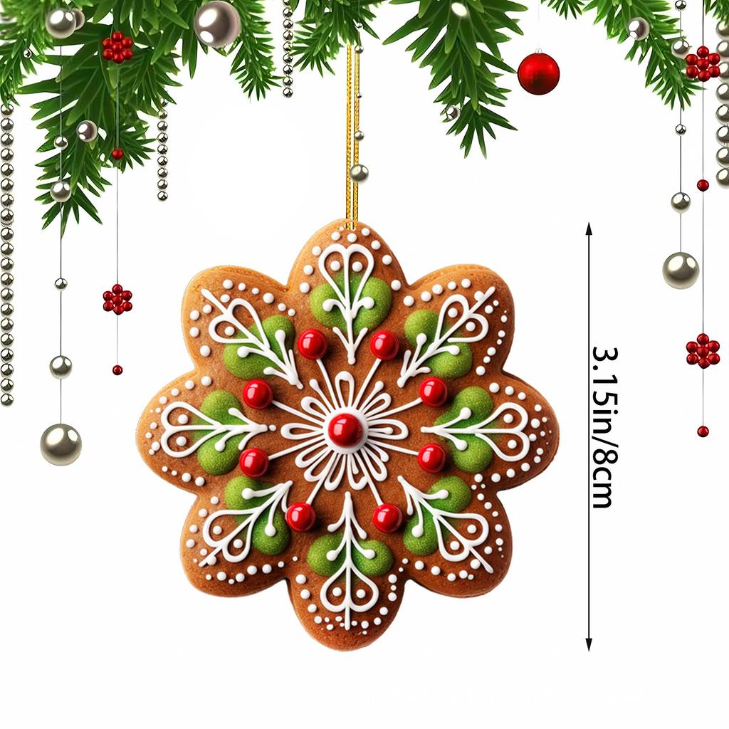 Christmas Hanging Ornaments 2D Snowflake Acrylic Flat Christmas Pendant Xmas Tree Wreath Decorations Home New Year Party Decor