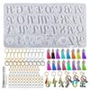Silicone Alphabet Resin Molds Kit Letter Silicone Mold Epoxy Resin Casting Mold Keychain Making Set Keychain Supplies
