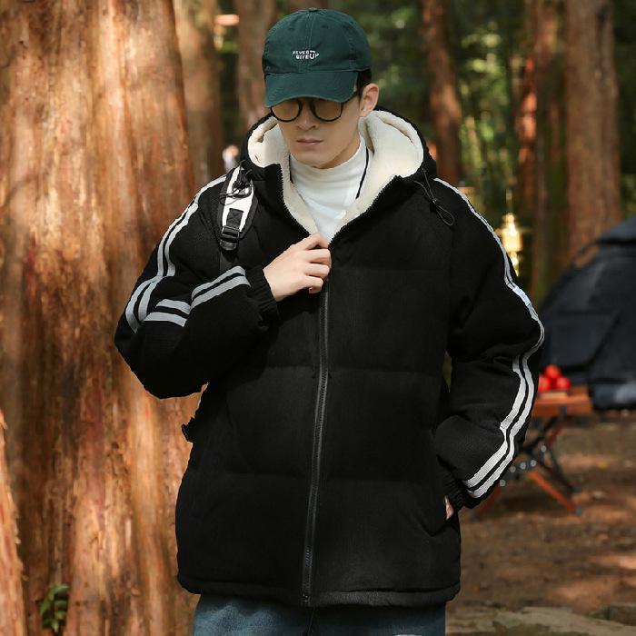 Men's 2025 American Style White Duck Down Striped Winter Jacket - New Style Plus Velvet Thickened Warm Casual Outerwear