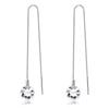 Simple Female Earrings 925 Silver Needle Round Zircon Crystal Ear Line Earrings for Women Long Tassel Wedding Jewelry Brincos