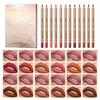 Conjunto de delineador labial fosco de 12 cores destaca a cor não é fácil de manchar copo antiaderente duradouro tubo dourado delineador labial fosco à prova d'água maquiagem feminina