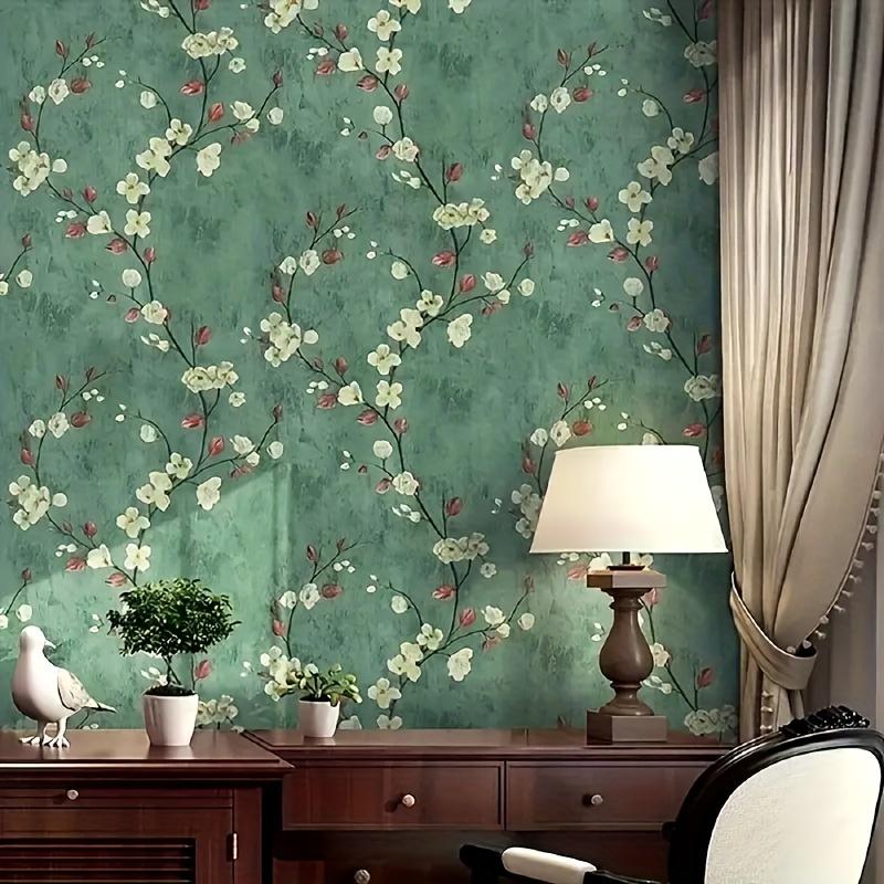 1 Roll of 17.7 * 393.7in Vintage Pale Plum Flower Self-adhesive Wallpaper - Removable Waterproof Vinyl Roll for Wall, Furniture & Cabinet Decor