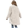 Women's Winter Long Loose Plush Coat, Turn-down Collar Buttoned Open Front Oversized Warm Overcoat for Women, European & American Style