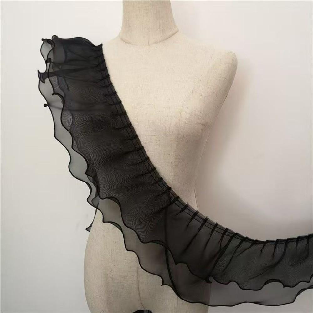 Sheer Organza Material Scalloped Edge Frill Ribbon Double Layer Lace Trim  Curtain Decoration