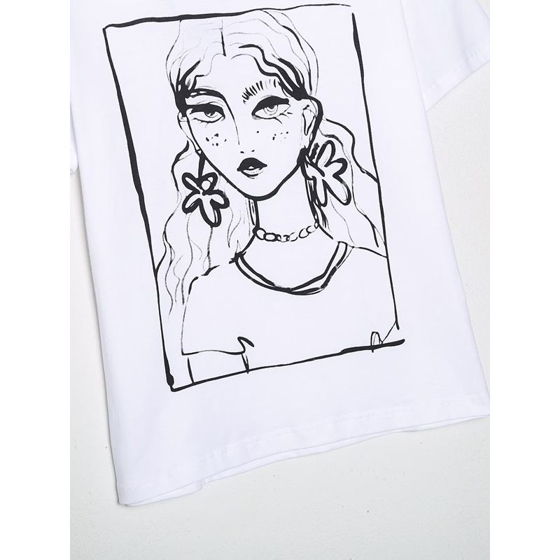Fashion Style New Autumn New Fashion Women's Clothing Girl Pattern Print Short Sleeve T-shirt 5644817 250