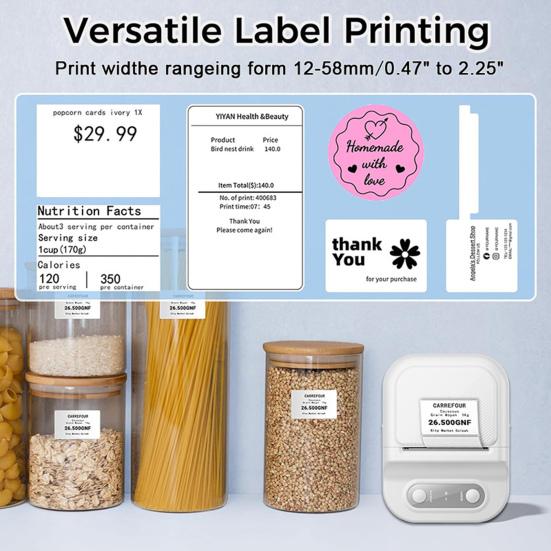 Label Maker Machine Portable Thermal Label Printer Bluetooth-compatible Mini Label Printer with Tape for Small Business Home School Barcode Address
