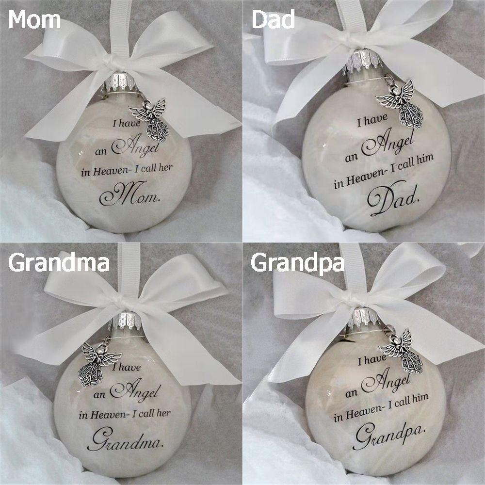8cm Feather Ball I Have An Angel In Heaven I Call Her/Him Mom Dad Memorial Ornament Christmas Tree Hanging Ornaments Supplies