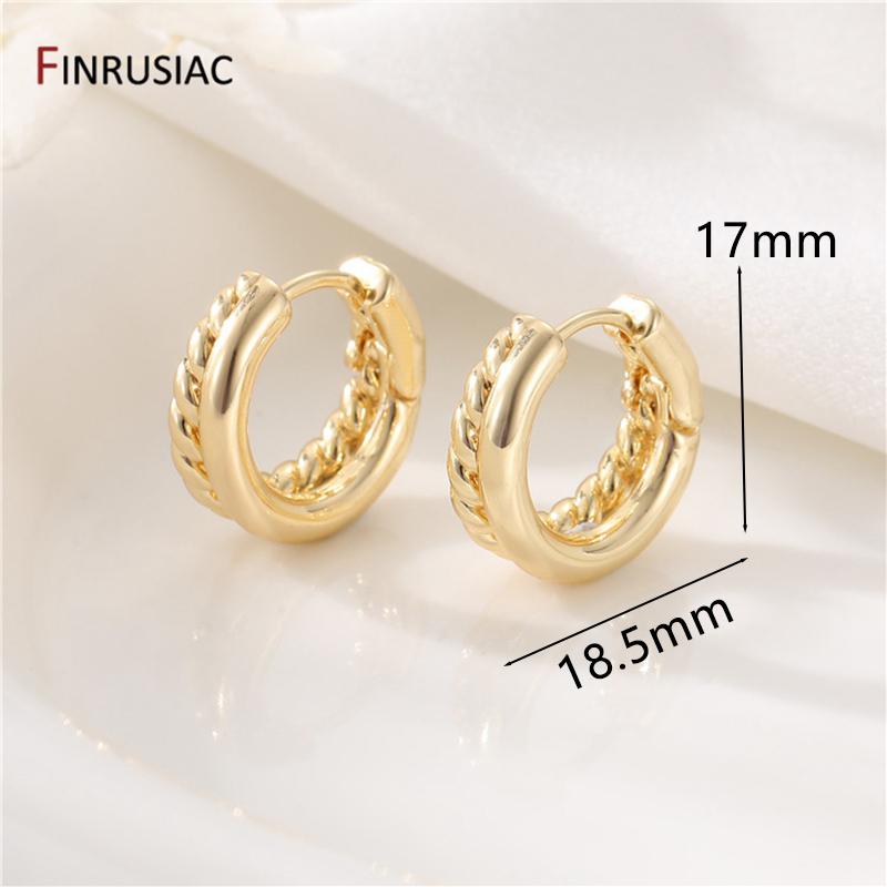 New Simple Gold Plated Brass Hoop Earrings For Women Trendy Round Circle Huggie Earring Party Jewelry Gift
