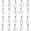 925 Silver Heart Alphabet Bead Bracelet 26 A-Z Letter Charms with CZ Zircon European Style Bangle Jewelry