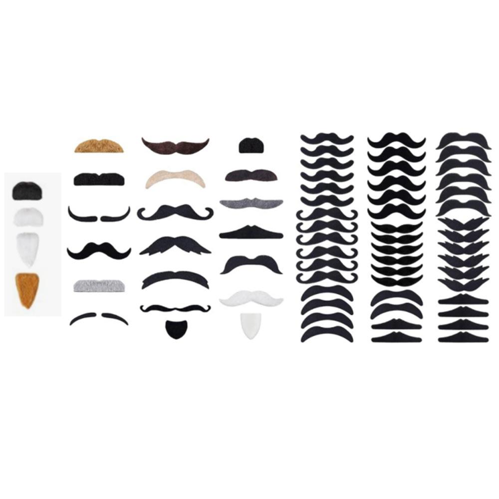 48pcs Halloween Fake Beard Costume Accessories, Simulation Mustache & Sideburns, Party Cosplay Photo Props