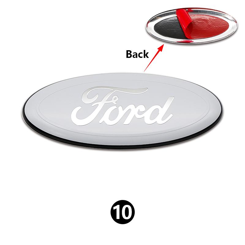 AKC1 14.5cm Aluminum Car Front Grille Emblem Rear Trunk Logo Badge For Ford Fiesta Focus 2 3 Mondeo Edge Ranger Fusion S-MAX Transit